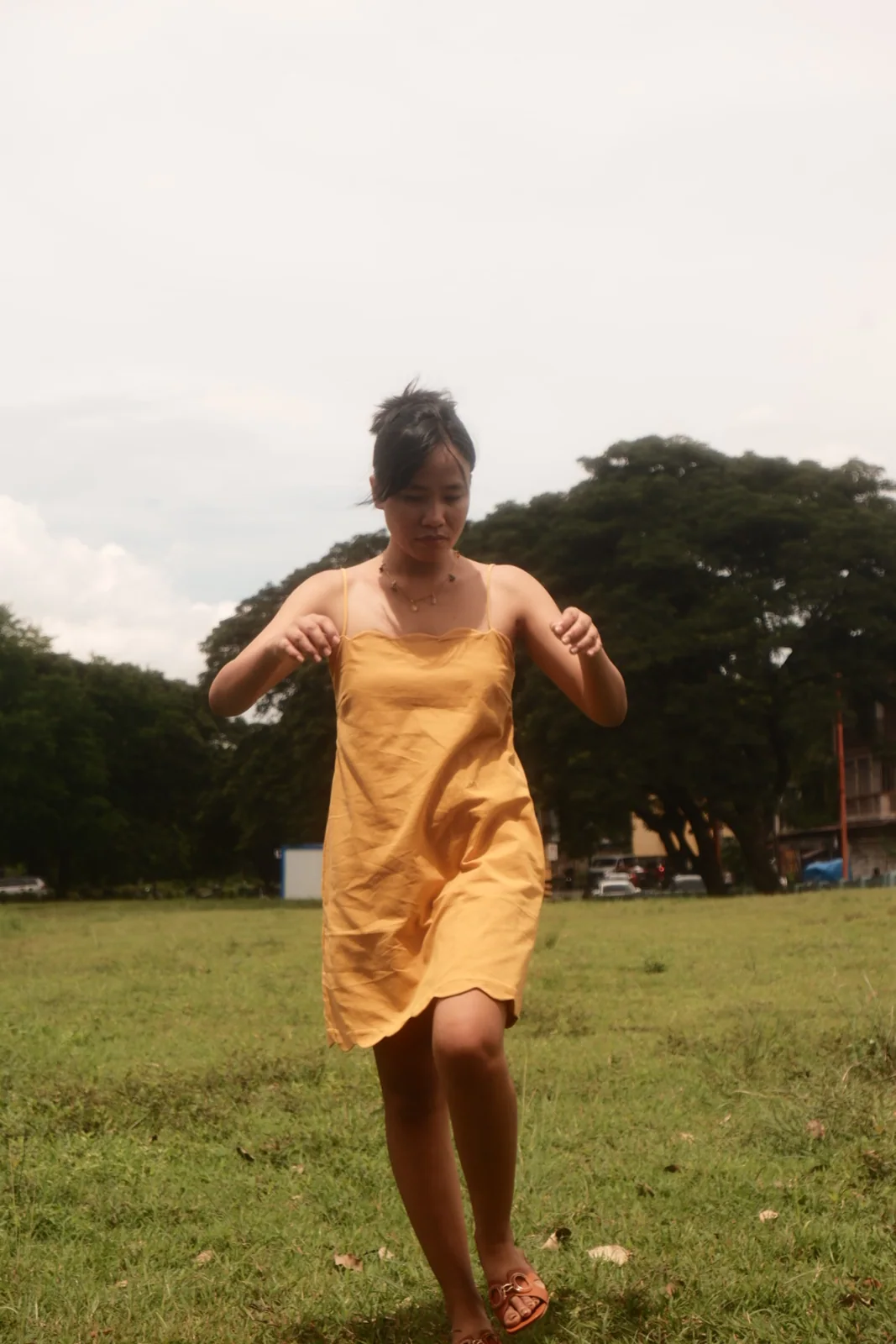 Solis Scalloped Dress Mustard Yellow view 3