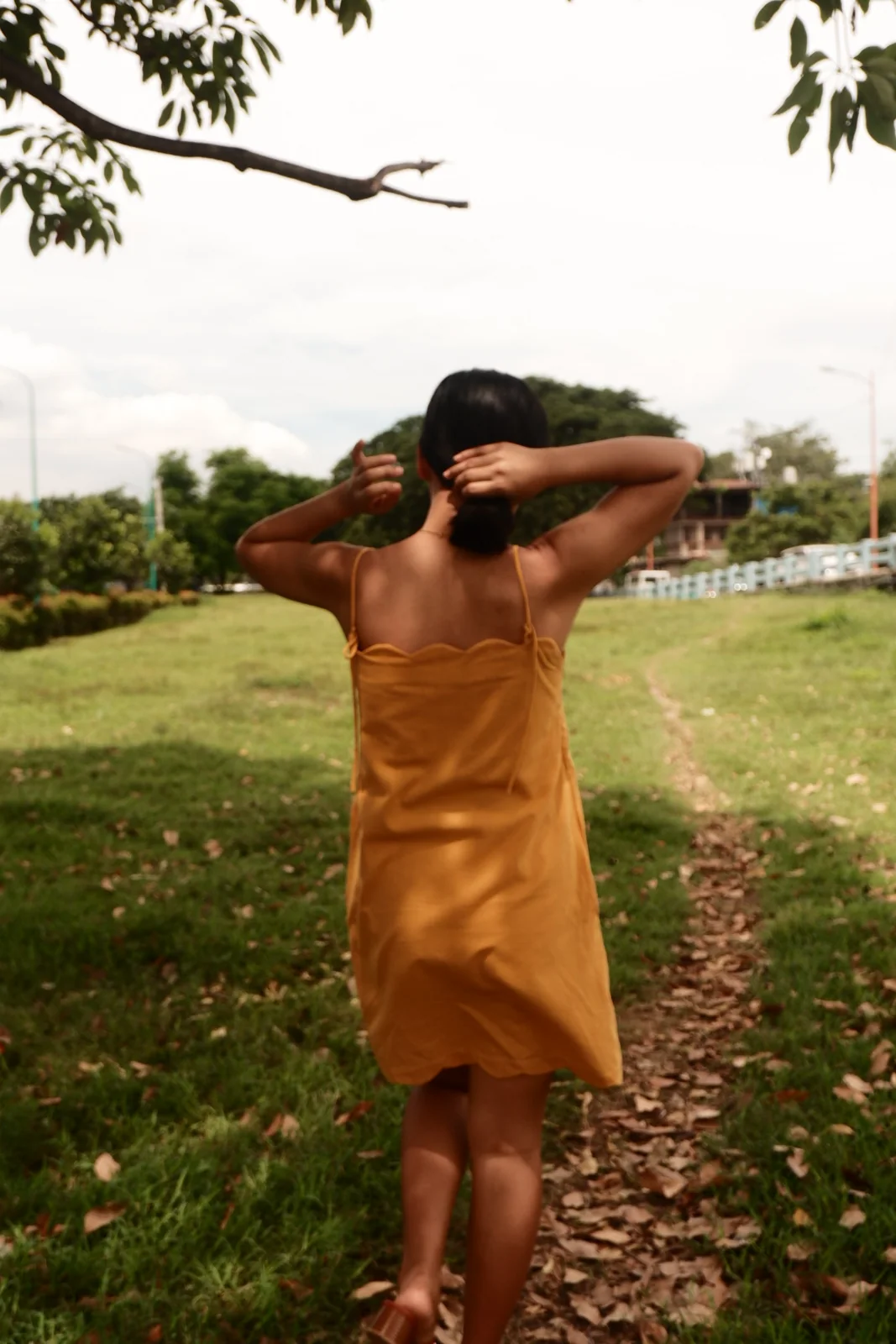 Solis Scalloped Dress Mustard Yellow